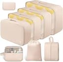 HOTOR Packing Cubes for Suitcases - 8 Pieces, Light Packing Cubes for Travel, Premium Suitcase Organizer Bags Set, Space-Saving Luggage Organizers, Travel Accessories and Essentials, Beige